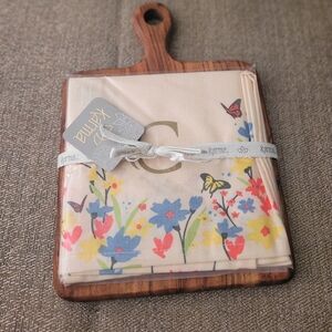 New Karma cutting board with tea towel.